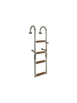 zwemtrap dekmontage  RVS teak houten treden