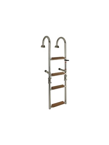 zwemtrap dekmontage  RVS teak houten treden
